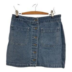 Tgla Stylish Blue Button-Down Denim Mini Skirt – Women’s Size M
